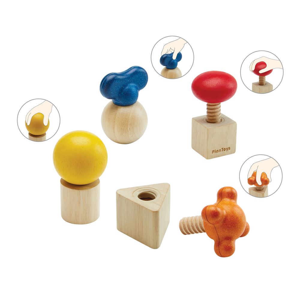 PlanToys Nuts & Bolts wooden toy ของเล่นไม้แปลนทอยส์ น็อตกับเกลียว ของเล่นฝึกทักษะ สำหรับอายุ 2 ปีขึ้นไป