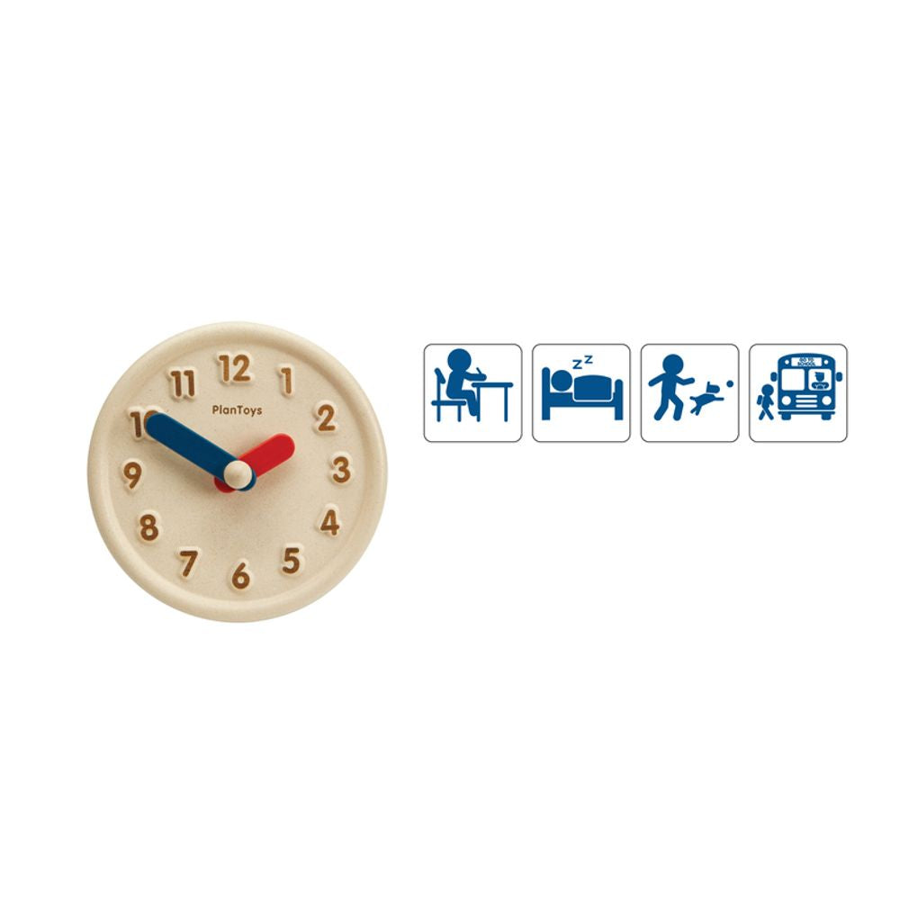 PlanToys Activity Clock wooden toy ของเล่นไม้แปลนทอยส์ นาฬิกากิจวัตรประจำวัน ของเล่นฝึกทักษะ สำหรับอายุ 3 ปีขึ้นไป