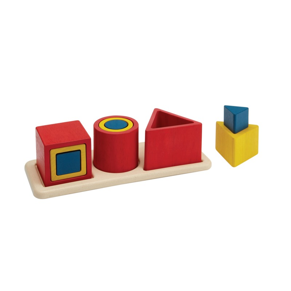 PlanToys Nesting Puzzle - Unit Plus wooden toy ของเล่นไม้แปลนทอยส์ เรขาคณิตเรียงซ้อน ของเล่นฝึกทักษะ สำหรับอายุ 18 เดือนขึ้นไป