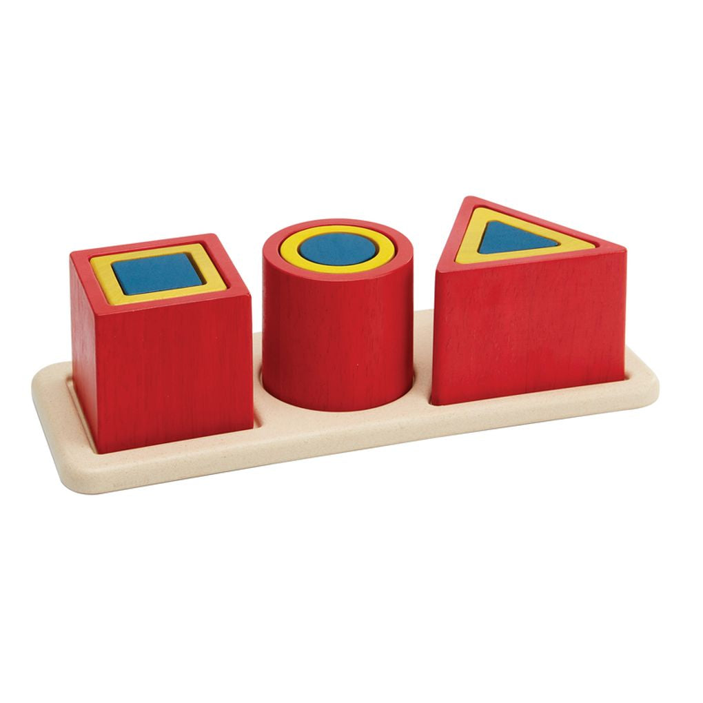 PlanToys Nesting Puzzle - Unit Plus wooden toy ของเล่นไม้แปลนทอยส์ เรขาคณิตเรียงซ้อน ของเล่นฝึกทักษะ สำหรับอายุ 18 เดือนขึ้นไป