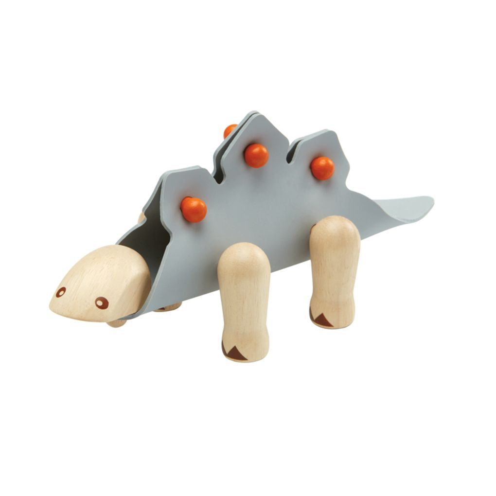 PlanToys gray DIY Stegosaurus wooden toy ของเล่นไม้แปลนทอยส์ ดีไอวายสเตโกซอรัส ของเล่นฝึกทักษะ สำหรับอายุ 3 ปีขึ้นไป