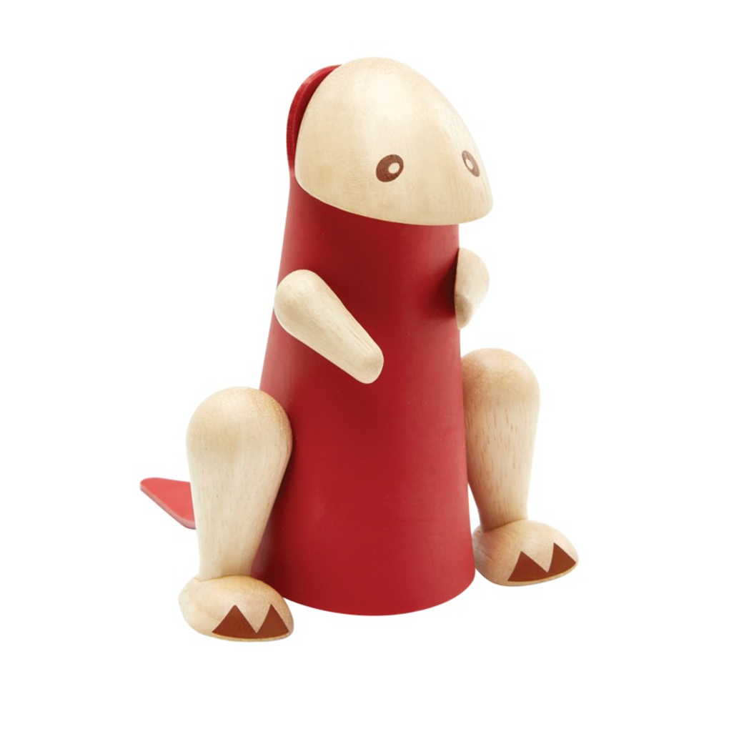 PlanToys red DIY Tyrannosaurus wooden toy ของเล่นไม้แปลนทอยส์ ดีไอวายไทแรนโนซอรัส ของเล่นฝึกทักษะ สำหรับอายุ 3 ปีขึ้นไป