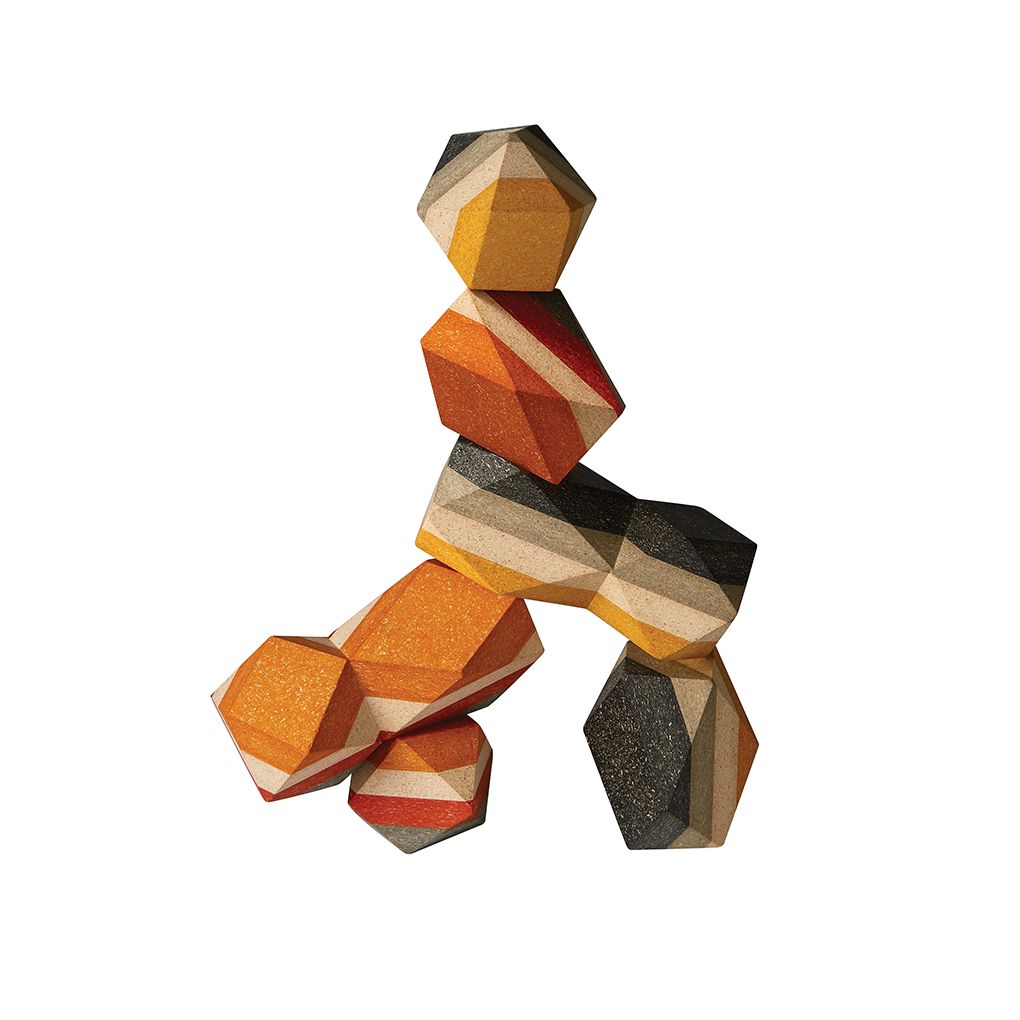 PlanToys Geo Stacking Rock wooden toy ของเล่นไม้แปลนทอยส์ ชุดก้อนหินเรียงซ้อน ประเภทบล็อกและการต่อโครงสร้าง สำหรับอายุ 3 ปีขึ้นไป