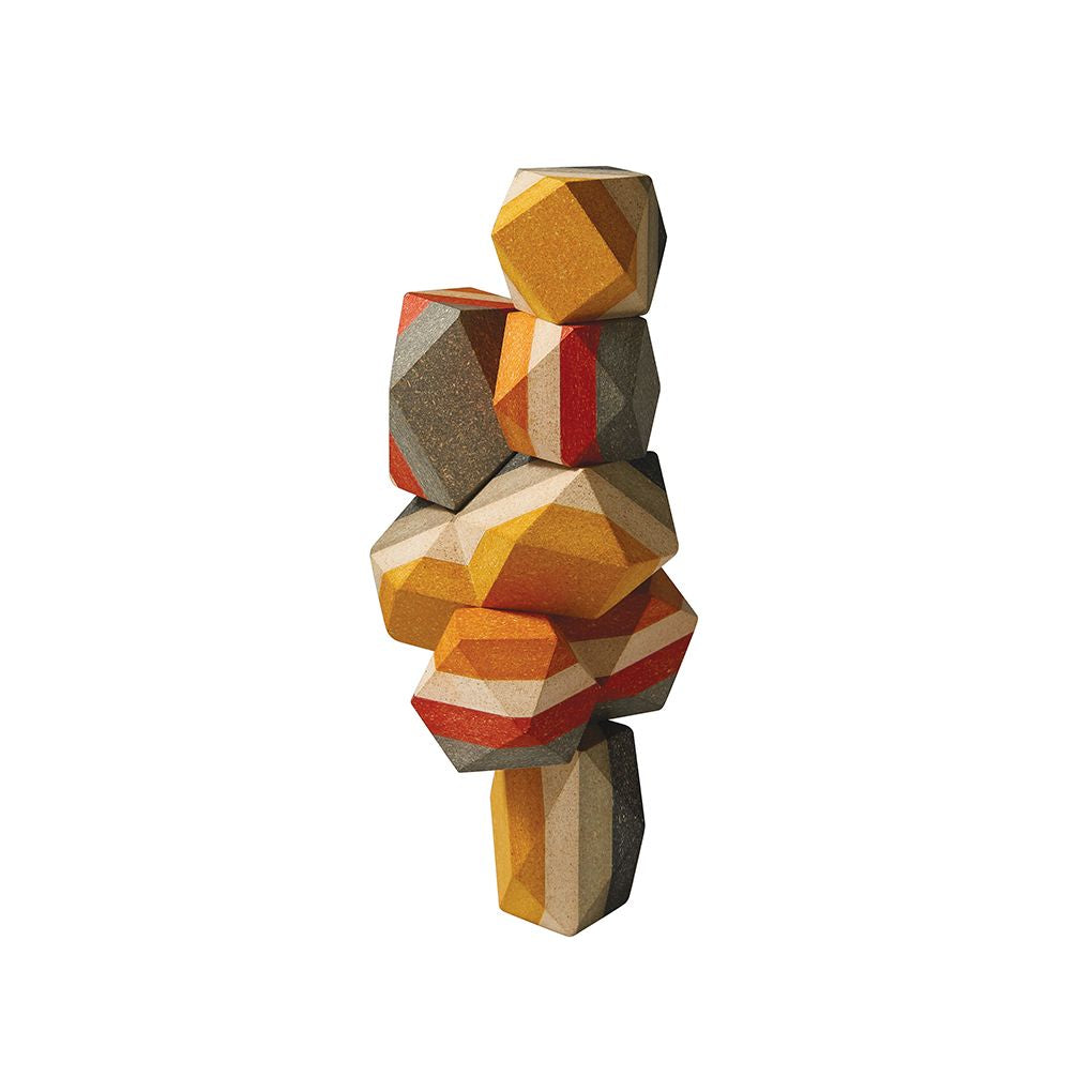 PlanToys Geo Stacking Rock wooden toy ของเล่นไม้แปลนทอยส์ ชุดก้อนหินเรียงซ้อน ประเภทบล็อกและการต่อโครงสร้าง สำหรับอายุ 3 ปีขึ้นไป