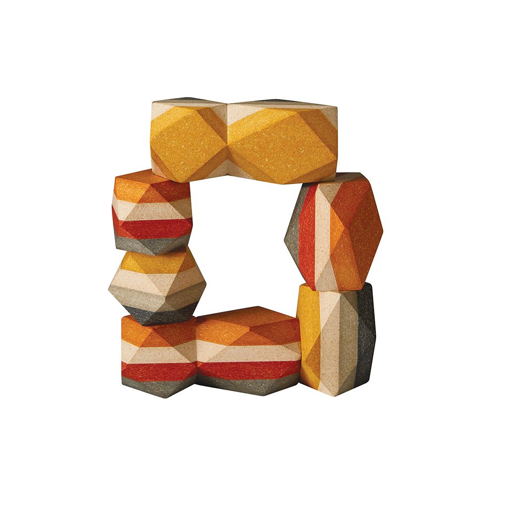 PlanToys Geo Stacking Rock wooden toy ของเล่นไม้แปลนทอยส์ ชุดก้อนหินเรียงซ้อน ประเภทบล็อกและการต่อโครงสร้าง สำหรับอายุ 3 ปีขึ้นไป