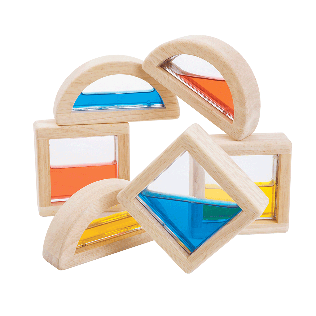 PlanToys Water Blocks wooden toy ของเล่นไม้แปลนทอยส์ บล็อกน้ำหลากสี ประเภทบล็อกและการต่อโครงสร้าง สำหรับอายุ 3 ปีขึ้นไป