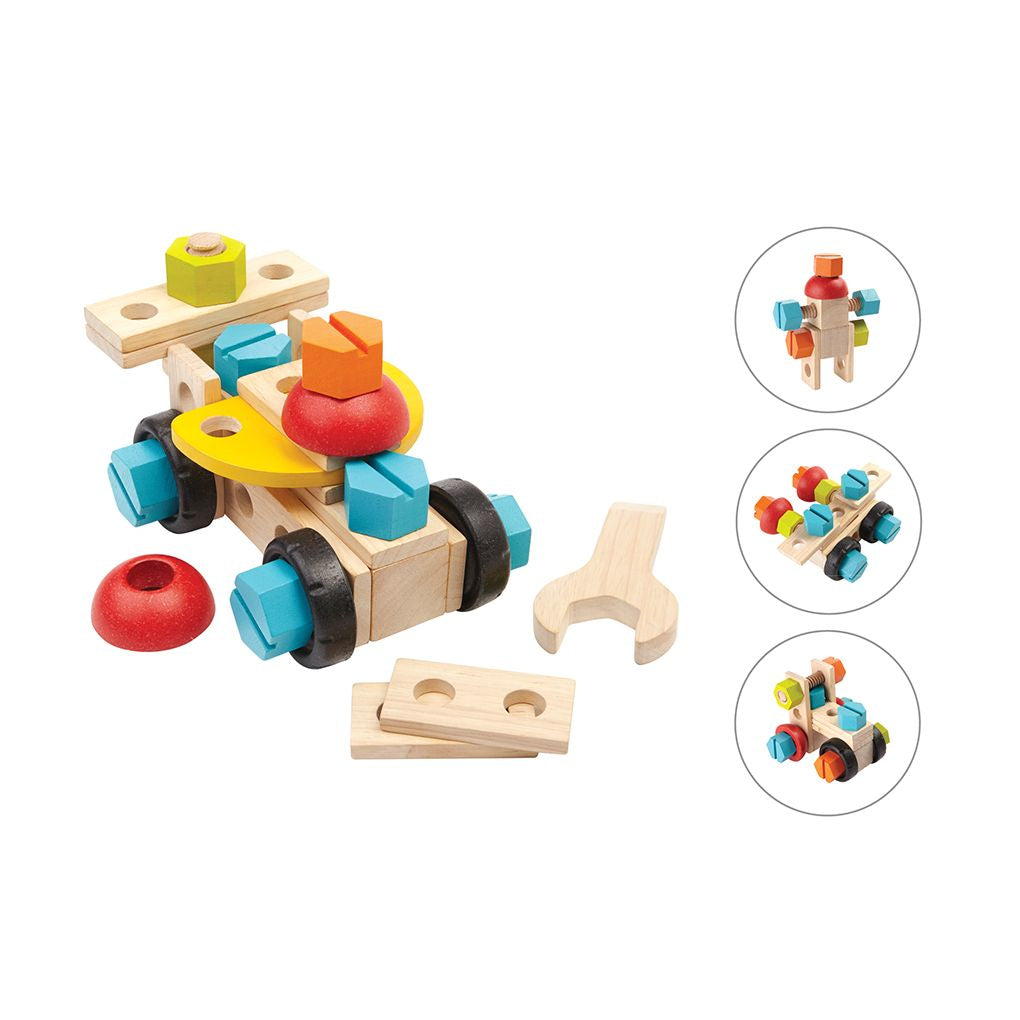 PlanToys Construction Set wooden toy ของเล่นไม้แปลนทอยส์ ชุดช่างอัจฉริยะ ประเภทบล็อกและการต่อโครงสร้าง สำหรับอายุ 3 ปีขึ้นไป