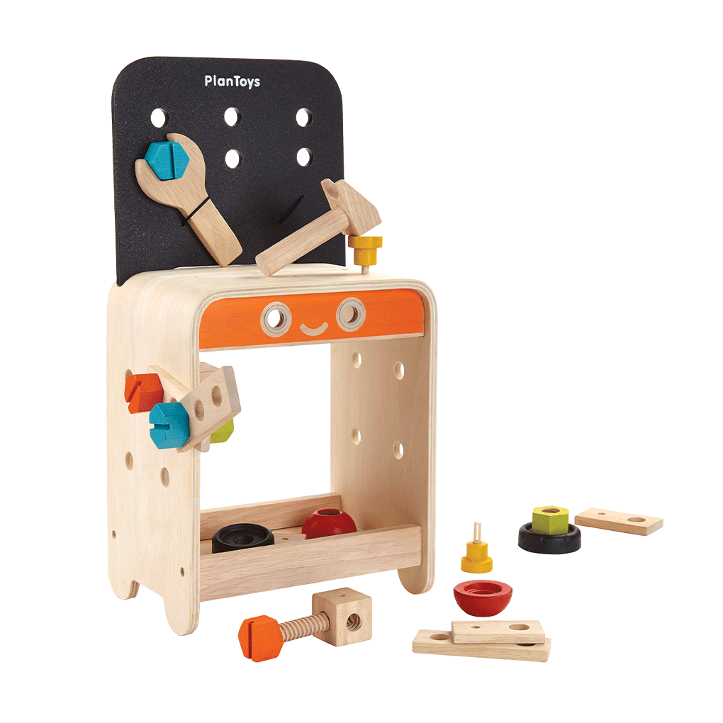 PlanToys Workbench wooden toy ของเล่นไม้แปลนทอยส์ โต๊ะงานช่าง ประเภทบล็อกและการต่อโครงสร้าง สำหรับอายุ 3 ปีขึ้นไป