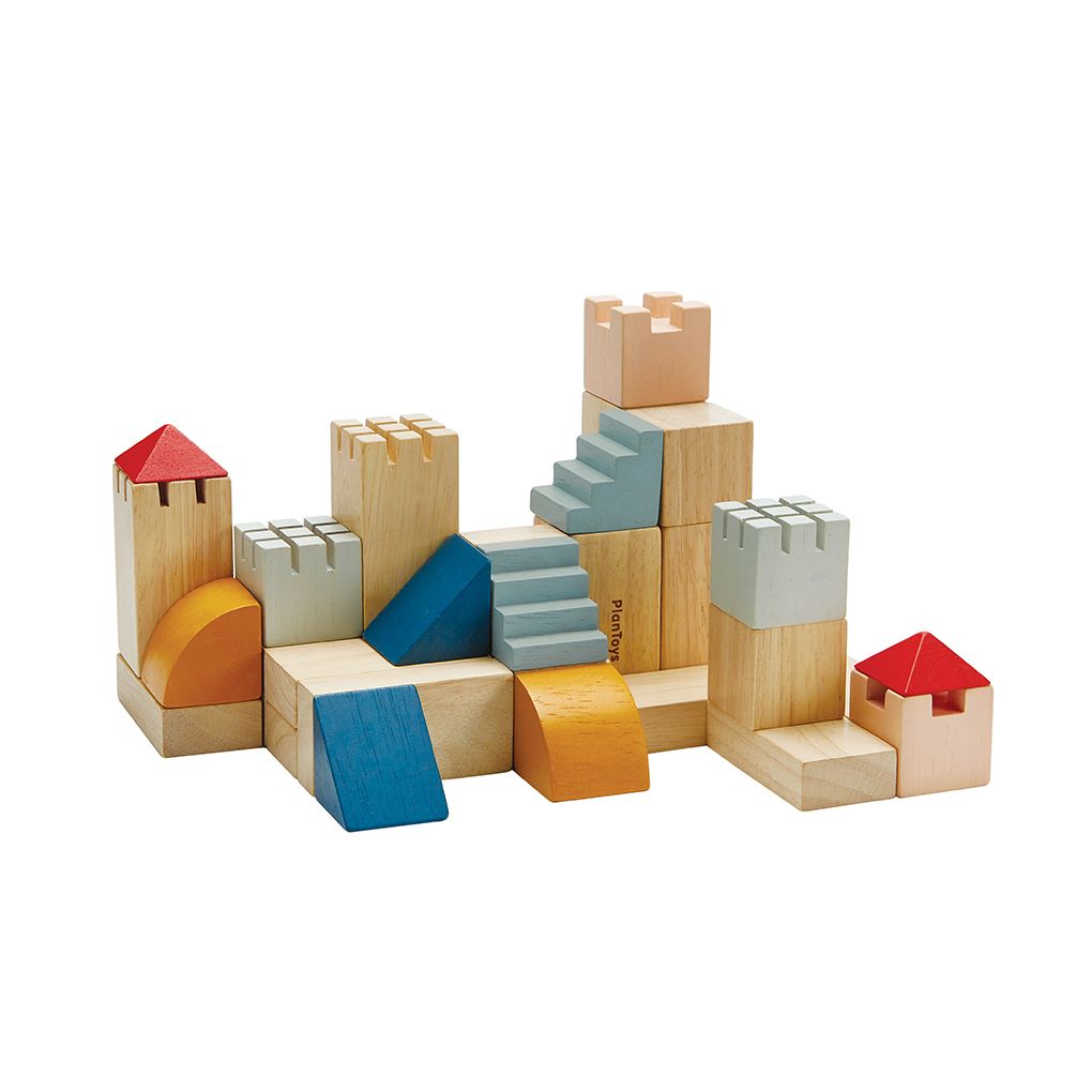 PlanToys orchard Creative Blocks wooden toy ของเล่นไม้แปลนทอยส์ ชุดบล็อกครีเอทีฟ ประเภทบล็อกและการต่อโครงสร้าง สำหรับอายุ 18 เดือนขึ้นไป