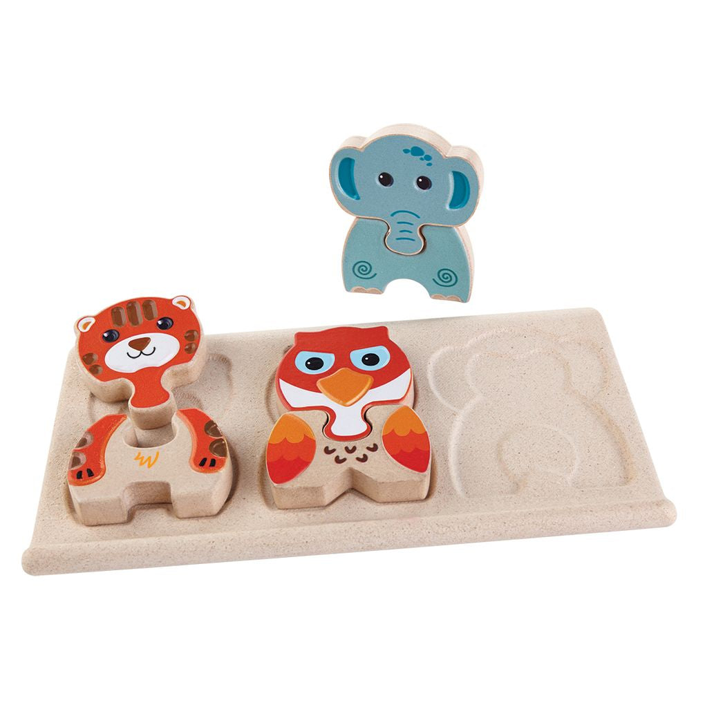 PlanToys Animal Puzzle wooden toy ของเล่นไม้แปลนทอยส์ จิ๊กซอว์สัตว์ ของเล่นฝึกทักษะ สำหรับอายุ 18 เดือนขึ้นไป