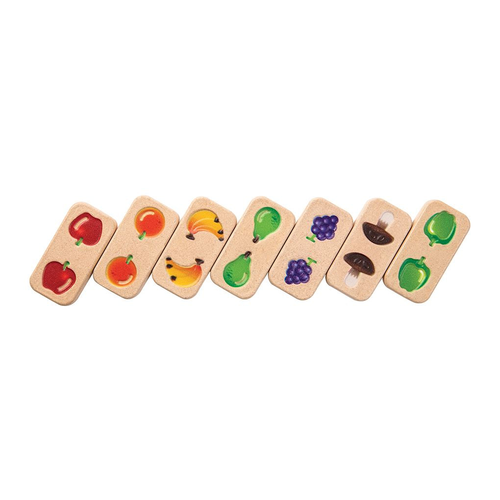 PlanToys Fruit & Veggie Domino (Gradient) wooden toy ของเล่นไม้แปลนทอยส์ ผัก-ผลไม้ โดมิโน่ ประเภทเกมฝึกคิด สำหรับอายุ 2 ปีขึ้นไป