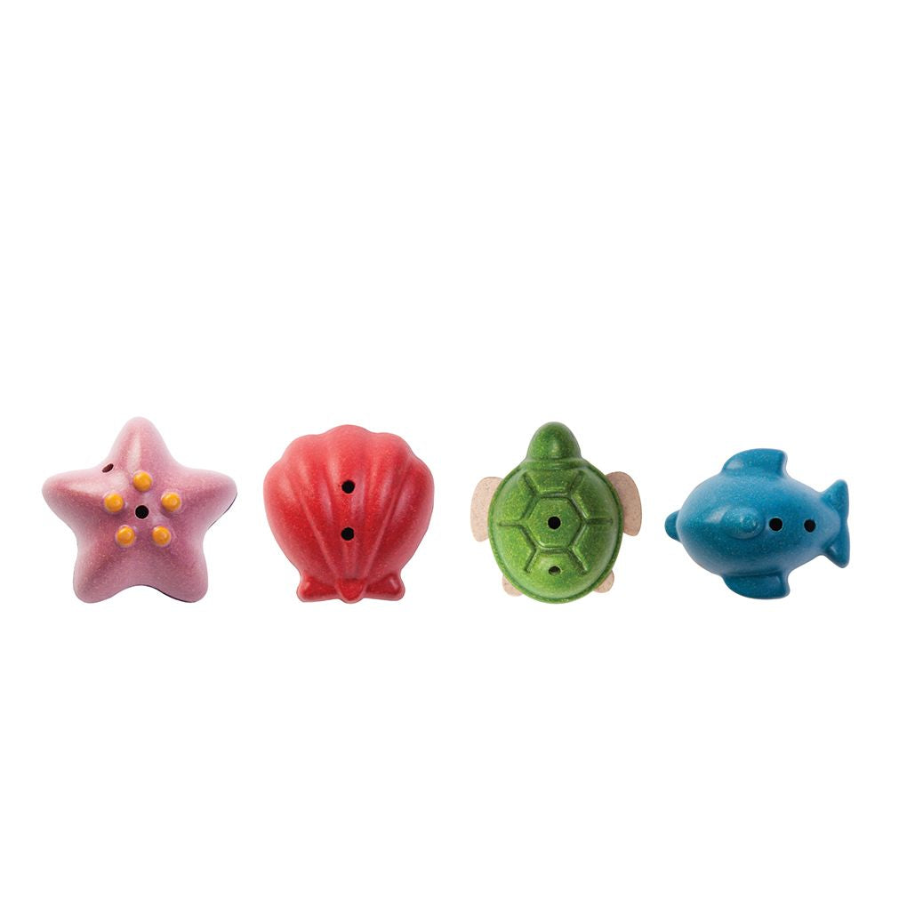 PlanToys Sea Life Bath Set wooden toy ของเล่นไม้แปลนทอยส์ ชุดสัตว์น้ำทะเล ประเภทของเล่นในน้ำ สำหรับอายุ 6 เดือนขึ้นไป