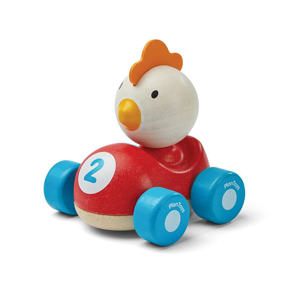 PlanToys Chicken Racer wooden toy ของเล่นไม้แปลนทอยส์ รถแข่งไก่ ประเภทของเล่นชวนเคลื่อนไหว สำหรับอายุ 12 เดือนขึ้นไป