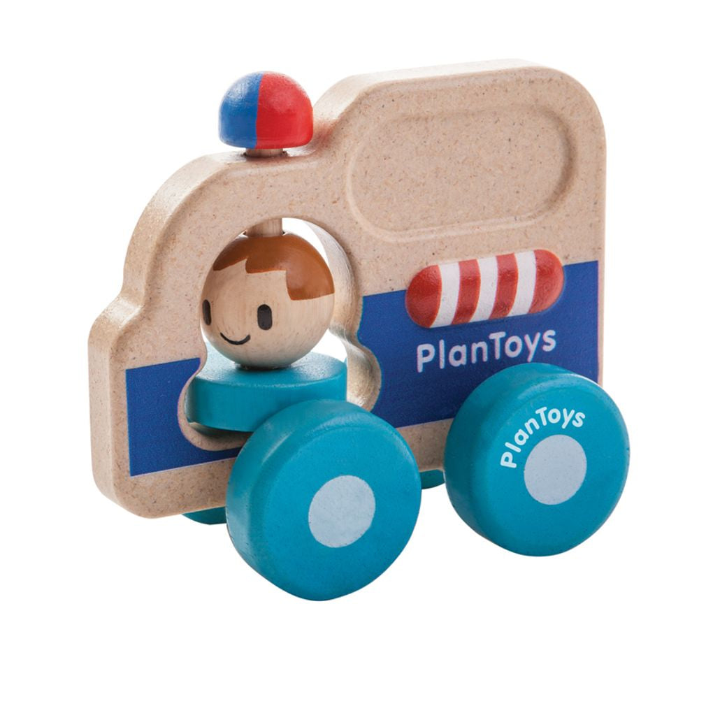 PlanToys Rescue Car wooden toy ของเล่นไม้แปลนทอยส์ รถช่วยเหลือ ประเภทของเล่นชวนเคลื่อนไหว สำหรับอายุ 12 เดือนขึ้นไป