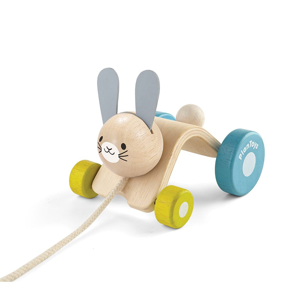 PlanToys Hopping Rabbit wooden toy ของเล่นไม้แปลนทอยส์ กระต่ายกระโดด ประเภทผลักและลากจูง สำหรับอายุ 12 เดือนขึ้นไป