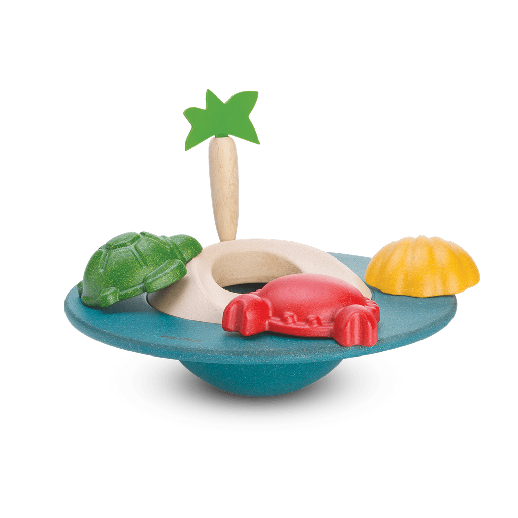 PlanToys Floating Island wooden toy ของเล่นไม้แปลนทอยส์ เกาะน้อยลอยน้ำ ประเภทของเล่นในน้ำ สำหรับอายุ 18 เดือนขึ้นไป