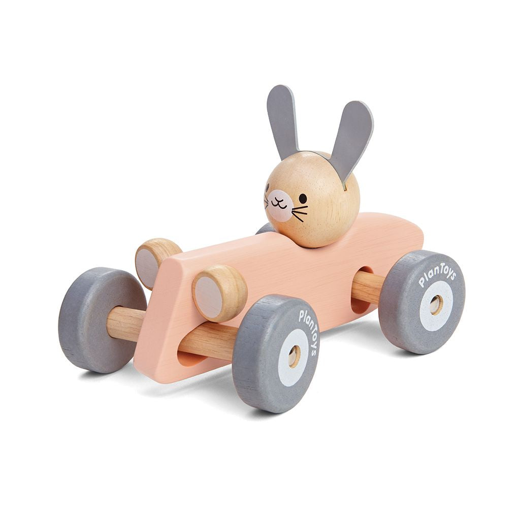 PlanToys Bunny Racing Car wooden toy ของเล่นไม้แปลนทอยส์ รถแข่งกระต่ายน้อย ประเภทของเล่นชวนเคลื่อนไหว สำหรับอายุ 12 เดือนขึ้นไป