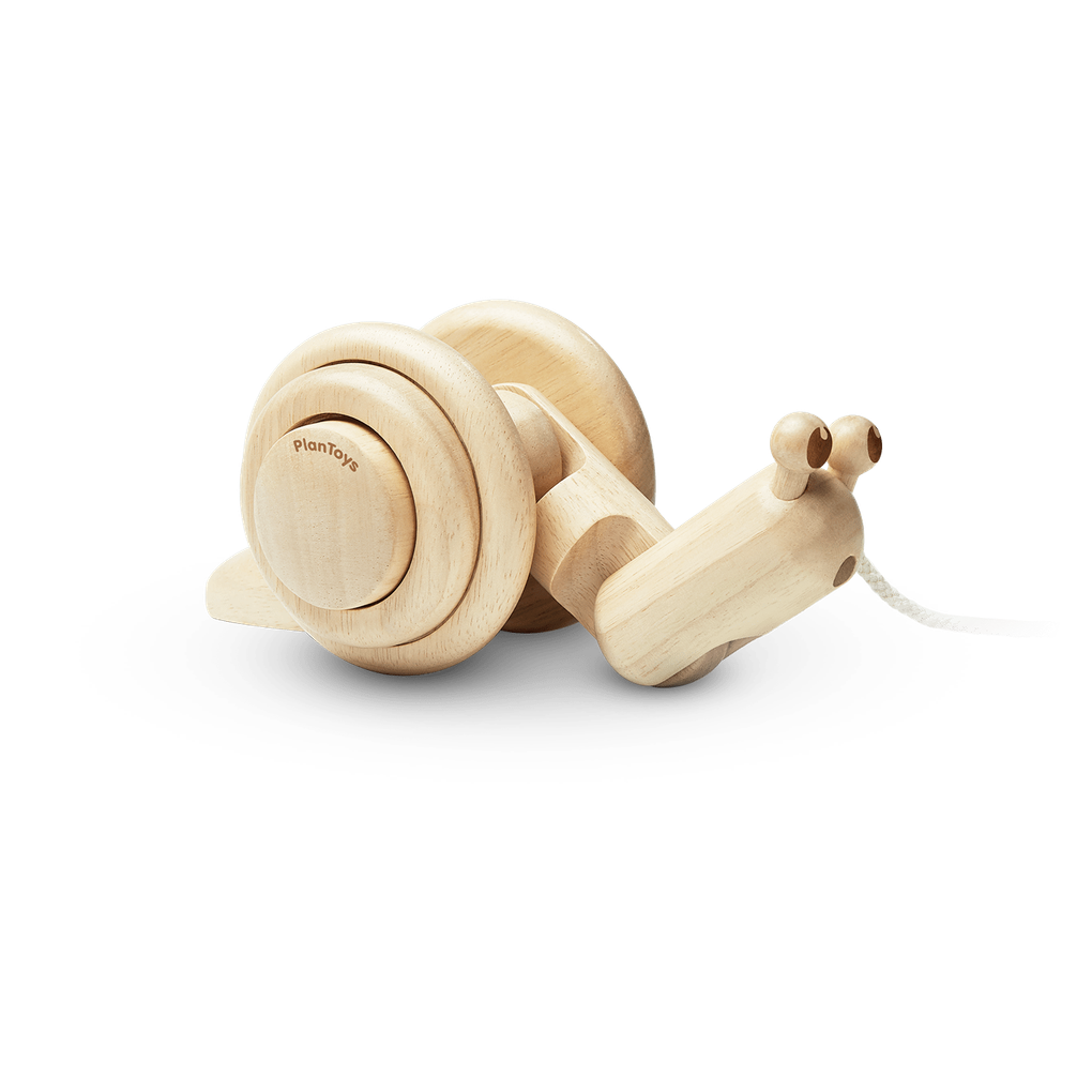 PlanToys natural Pull Along Snail wooden toy ของเล่นไม้แปลนทอยส์ ทากน้อยลากจูงสีธรรมชาติ ประเภทผลักและลากจูง สำหรับอายุ 12 เดือนขึ้นไป