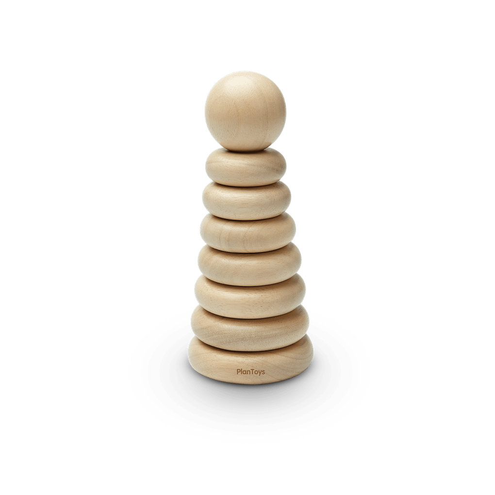 PlanToys natural Stacking Ring wooden toy ของเล่นไม้แปลนทอยส์ วงแหวนเรียงซ้อน ประเภทของเล่นเด็กอ่อน สำหรับอายุ 12 เดือนขึ้นไป