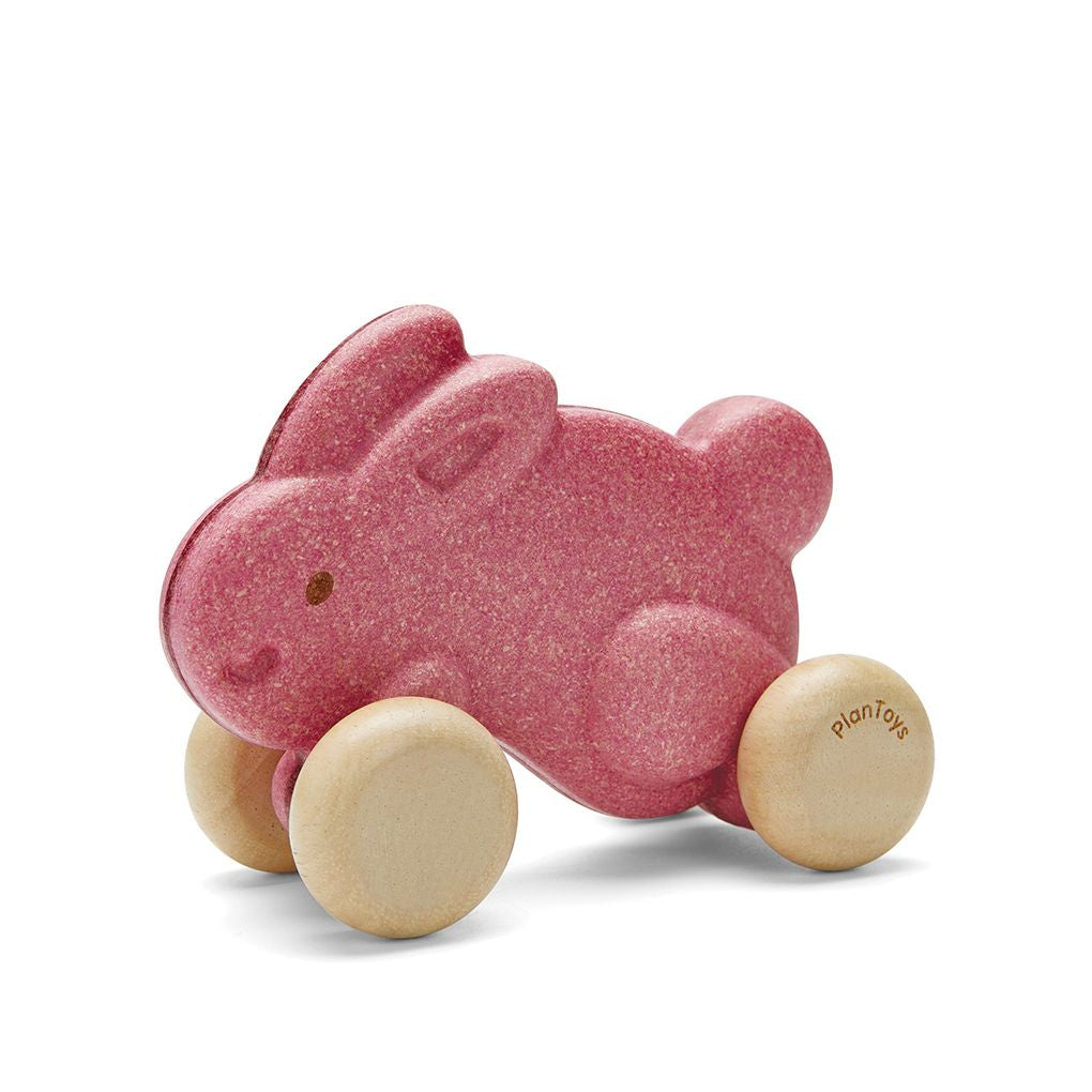 PlanToys pink Push Along Bunny wooden toy ของเล่นไม้แปลนทอยส์ กระต่ายน้อยลากจูง ประเภทของเล่นชวนเคลื่อนไหว สำหรับอายุ 12 เดือนขึ้นไป