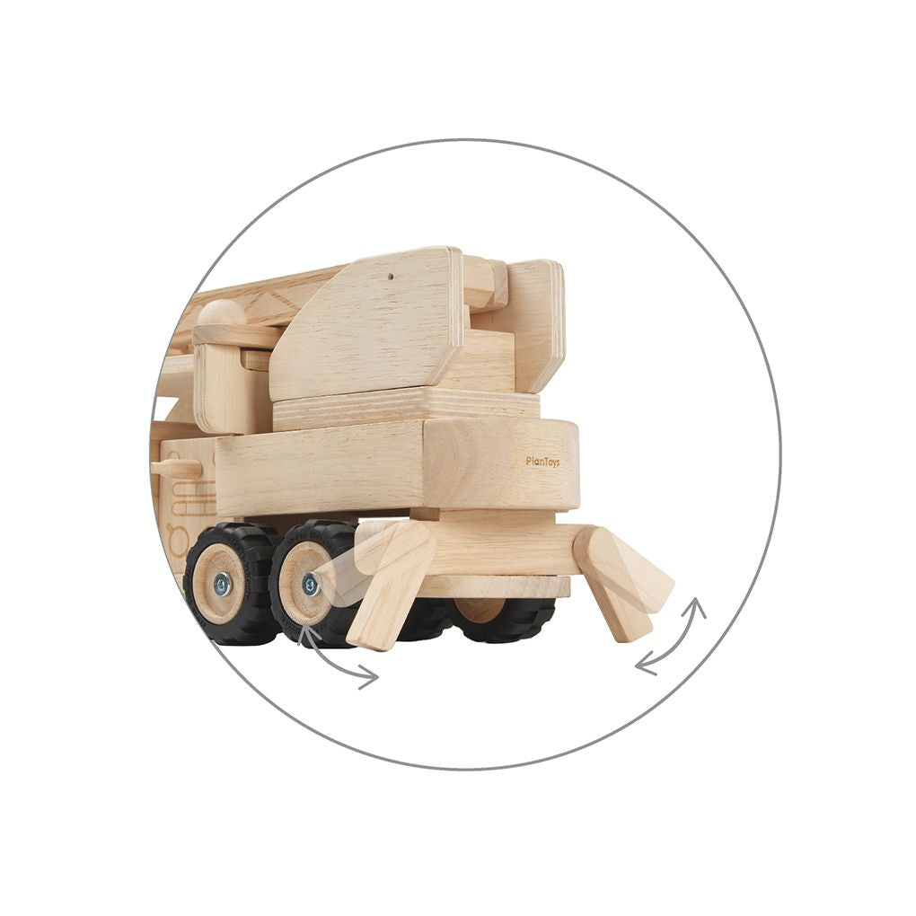 PlanToys natural Fire Truck wooden toy ของเล่นไม้แปลนทอยส์ รถดับเพลิง ประเภทของเล่นชวนเคลื่อนไหว สำหรับอายุ 3 ปีขึ้นไป