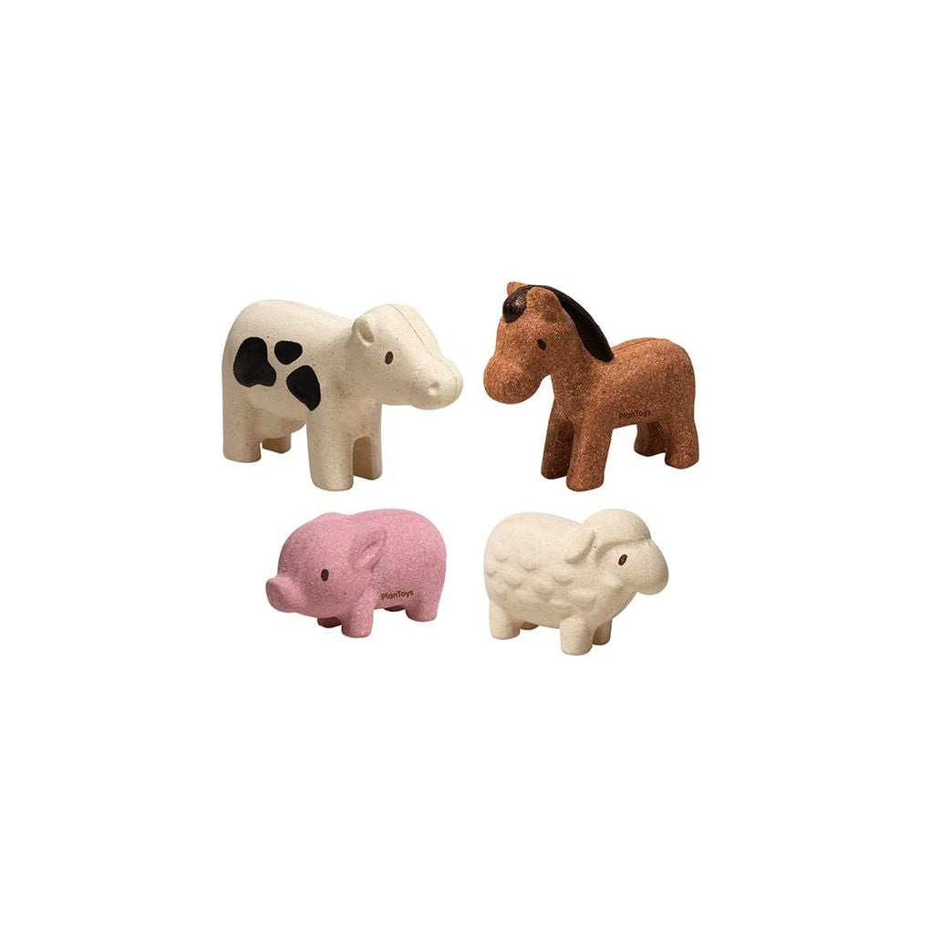 PlanToys Farm Animals Set wooden toy ของเล่นไม้แปลนทอยส์ ชุดตุ๊กตาสัตว์ในฟาร์ม ประเภทบทบาทสมมุติ สำหรับอายุ 12 เดือนขึ้นไป