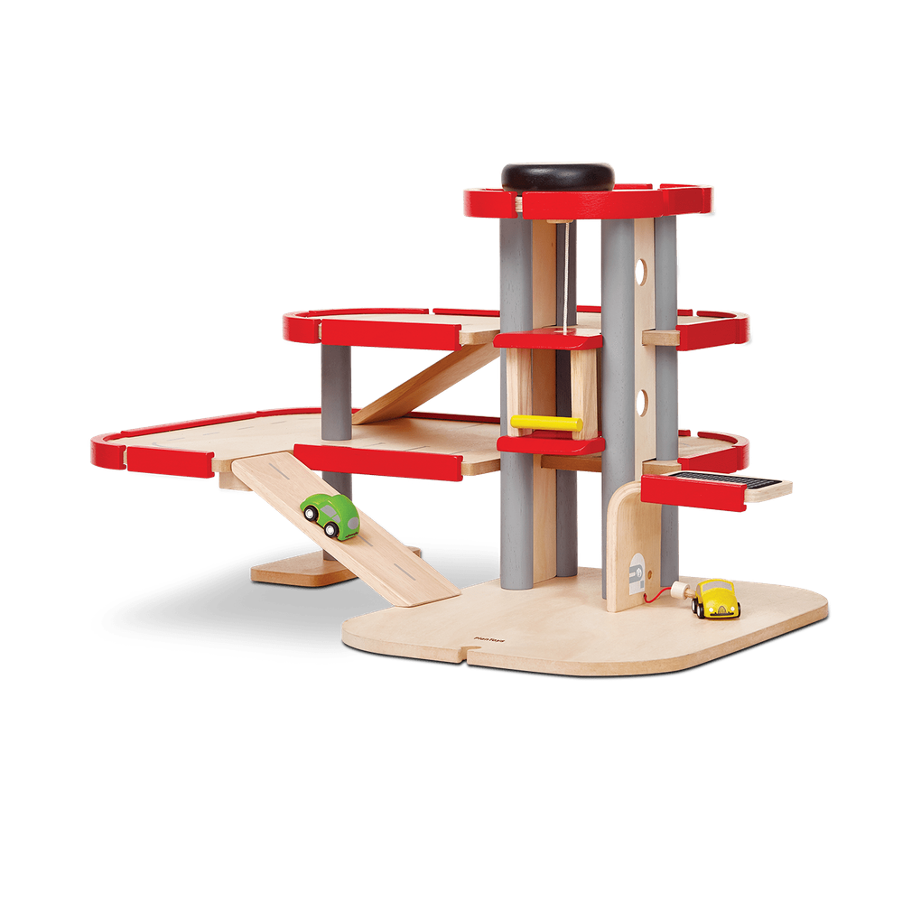 PlanToys Parking Garage wooden toy ของเล่นไม้แปลนทอยส์ อาคารจอดรถ (ใหม่) ประเภทบทบาทสมมุติ สำหรับอายุ 3 ปีขึ้นไป