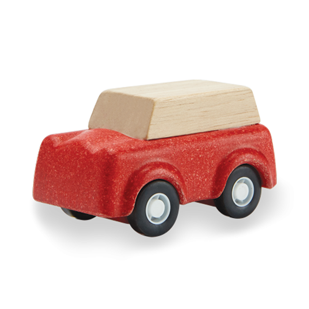 PlanToys red SUV wooden toy ของเล่นไม้แปลนทอยส์ เอสยูวี ประเภทบทบาทสมมุติ สำหรับอายุ 3 ปีขึ้นไป