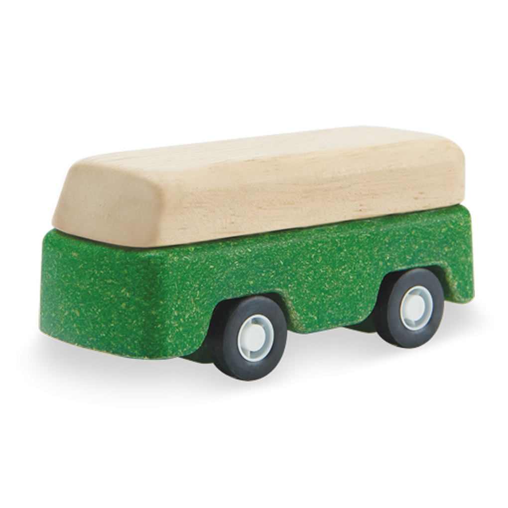 PlanToys green Bus wooden toy ของเล่นไม้แปลนทอยส์ รถบัส ประเภทบทบาทสมมุติ สำหรับอายุ 3 ปีขึ้นไป