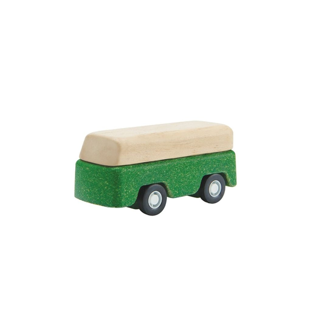 PlanToys green Bus wooden toy ของเล่นไม้แปลนทอยส์ รถบัส ประเภทบทบาทสมมุติ สำหรับอายุ 3 ปีขึ้นไป