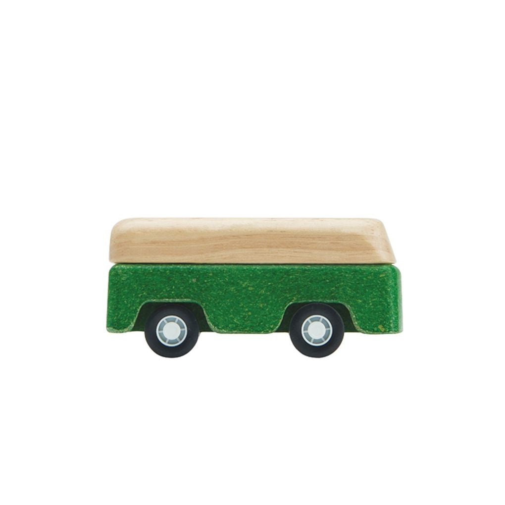 PlanToys green Bus wooden toy ของเล่นไม้แปลนทอยส์ รถบัส ประเภทบทบาทสมมุติ สำหรับอายุ 3 ปีขึ้นไป