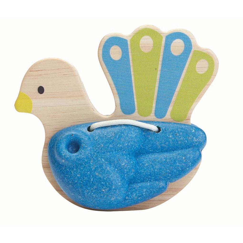 PlanToys Bird Percussion – Peacock wooden toy ของเล่นไม้แปลนทอยส์ แทมโบรีน ประเภทดนตรี สำหรับอายุ 18 เดือนขึ้นไป