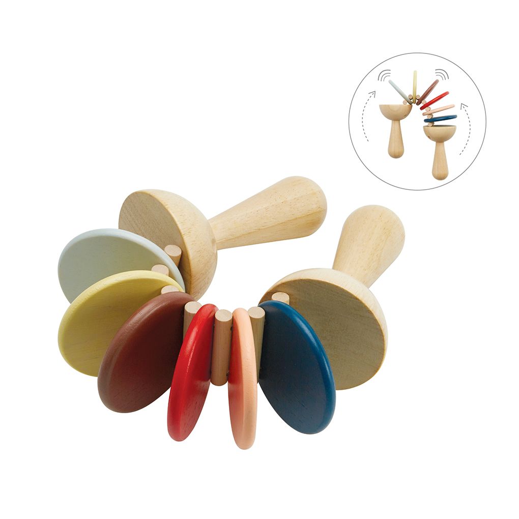 PlanToys orchard Clatter wooden toy ของเล่นไม้แปลนทอยส์ กรับ ประเภทดนตรี สำหรับอายุ 18 เดือนขึ้นไป