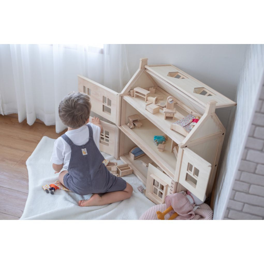 PlanToys natural Victorian Dollhouse wooden toy ของเล่นไม้แปลนทอยส์ บ้านวิคตอเรี่ยน ประเภทบ้านตุ๊กตา สำหรับอายุ 3 ปีขึ้นไป