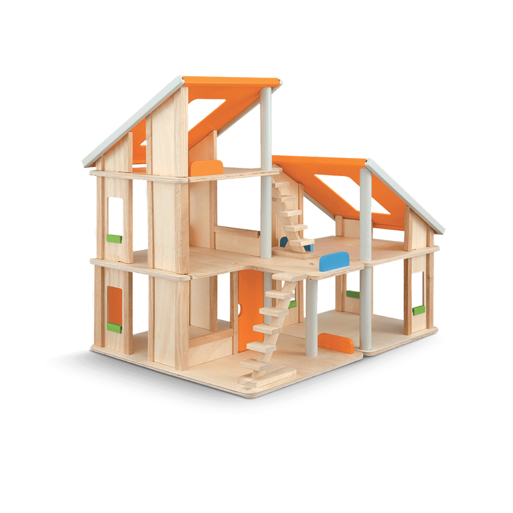 PlanToys Chalet Dollhouse wooden toy ของเล่นไม้แปลนทอยส์ บ้านตุ๊กตาชาเลย์ ประเภทบทบาทสมมุติ สำหรับอายุ 3 ปีขึ้นไป