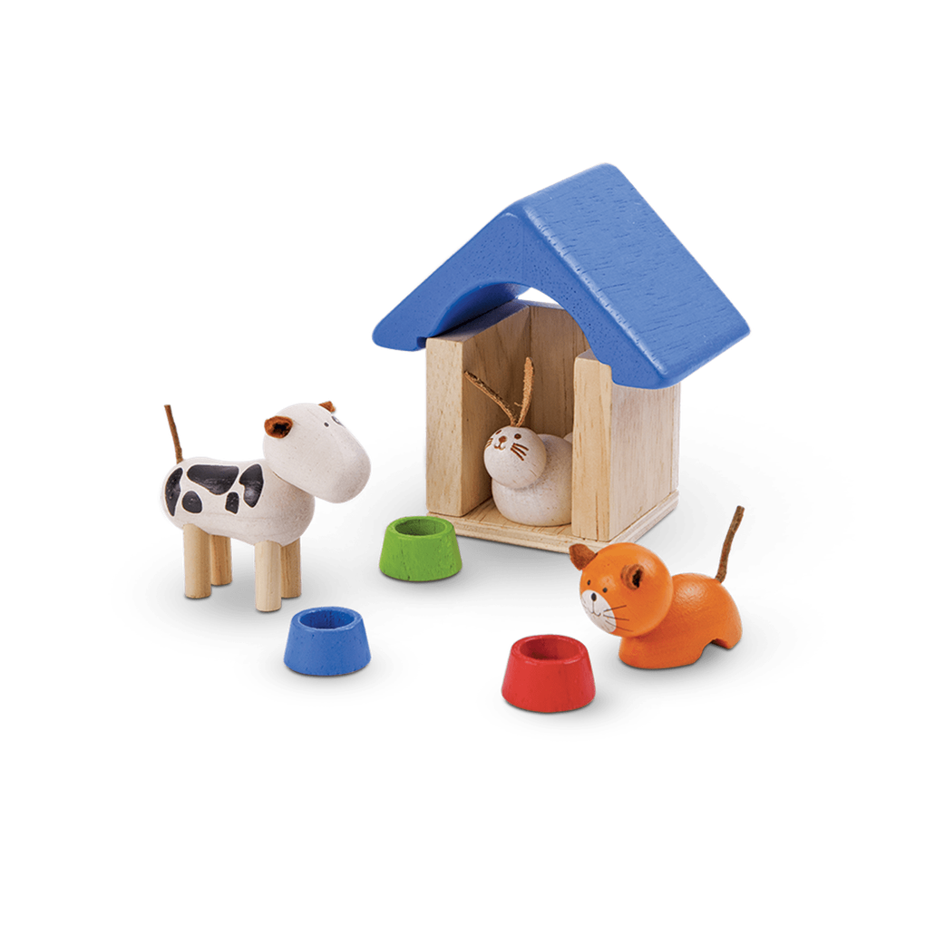 PlanToys Pets & Accessories wooden toy ของเล่นไม้แปลนทอยส์ ชุดเลี้ยงสัตว์ ประเภทบ้านตุ๊กตา สำหรับอายุ 3 ปีขึ้นไป