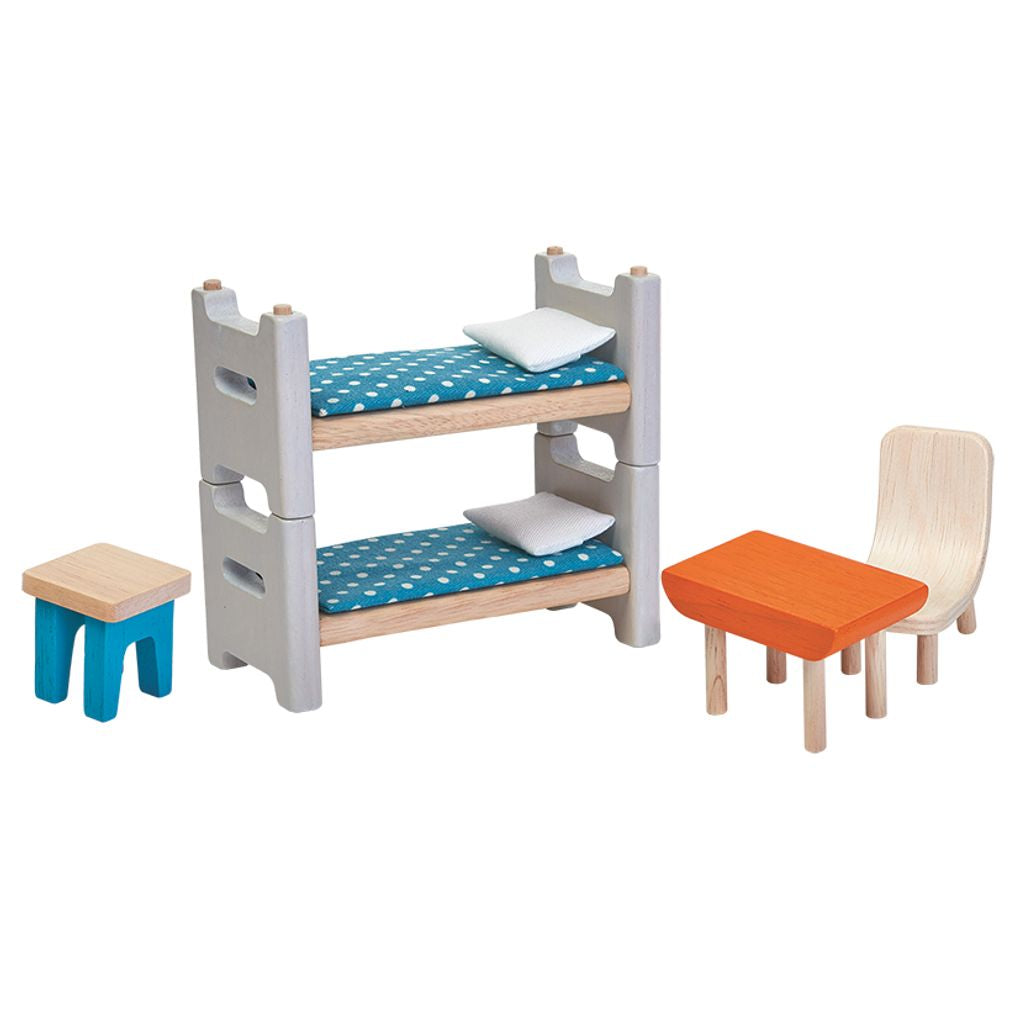 PlanToys Children Room wooden toy ของเล่นไม้แปลนทอยส์ เฟอร์นิเจอร์บ้านตุ๊กตา - ห้องนอนเด็ก ประเภทบ้านตุ๊กตา สำหรับอายุ 3 ปีขึ้นไป