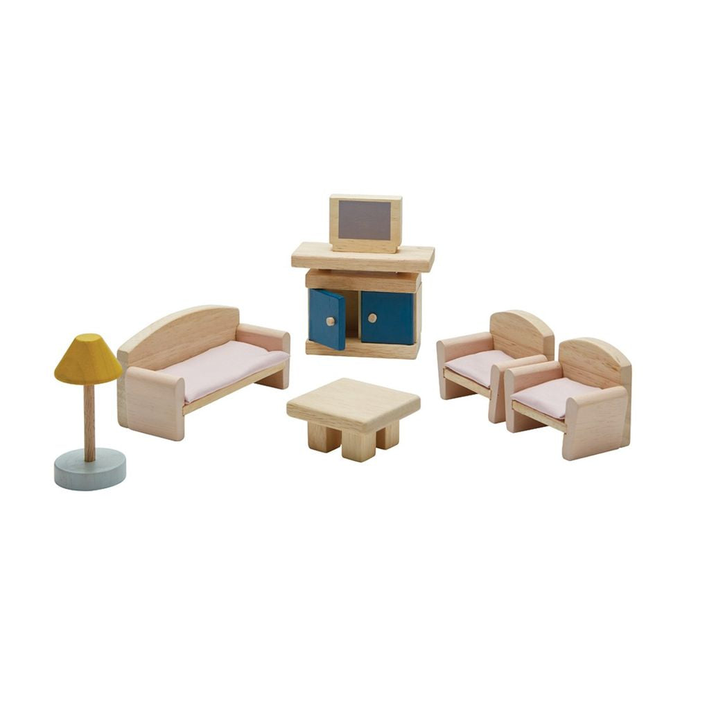 PlanToys orchard Living Room wooden toy ของเล่นไม้แปลนทอยส์ ห้องนั่งเล่น ประเภทบ้านตุ๊กตา สำหรับอายุ 3 ปีขึ้นไป