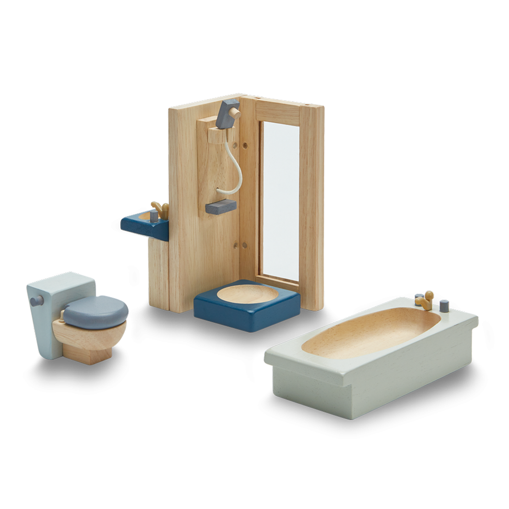 PlanToys orchard Bathroom wooden toy ของเล่นไม้แปลนทอยส์ ห้องอาบน้ำ ประเภทบ้านตุ๊กตา สำหรับอายุ 3 ปีขึ้นไป