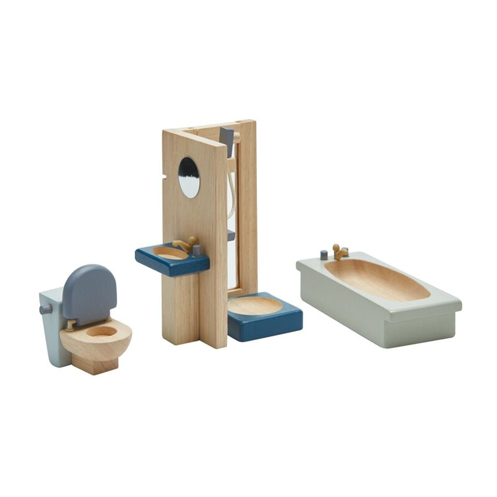 PlanToys orchard Bathroom wooden toy ของเล่นไม้แปลนทอยส์ ห้องอาบน้ำ ประเภทบ้านตุ๊กตา สำหรับอายุ 3 ปีขึ้นไป