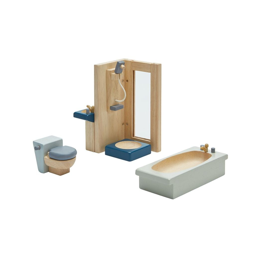 PlanToys orchard Bathroom wooden toy ของเล่นไม้แปลนทอยส์ ห้องอาบน้ำ ประเภทบ้านตุ๊กตา สำหรับอายุ 3 ปีขึ้นไป