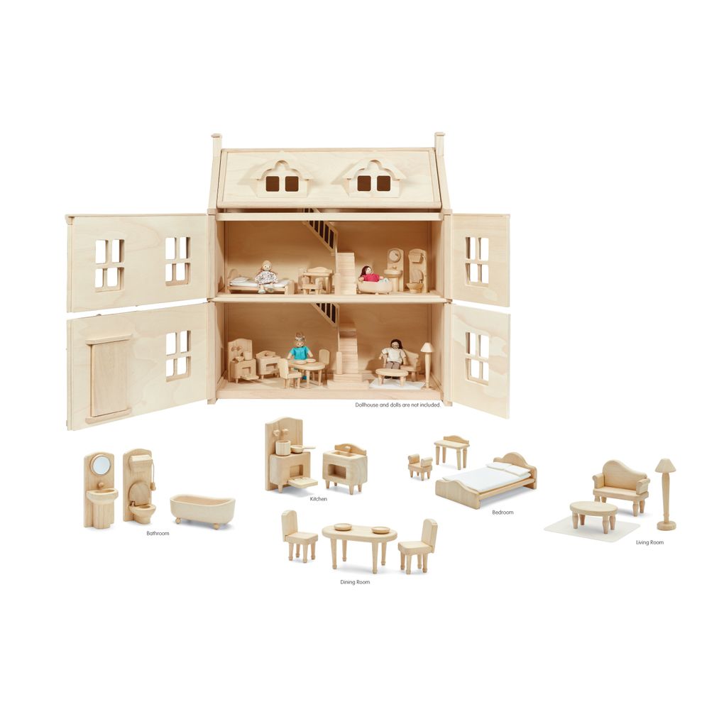 PlanToys Victorian Furniture Set wooden toy ของเล่นไม้แปลนทอยส์ ชุดเฟอร์นิเจอร์บ้านวิคตอเรี่ยน ประเภทบ้านตุ๊กตา สำหรับอายุ 3 ปีขึ้นไป