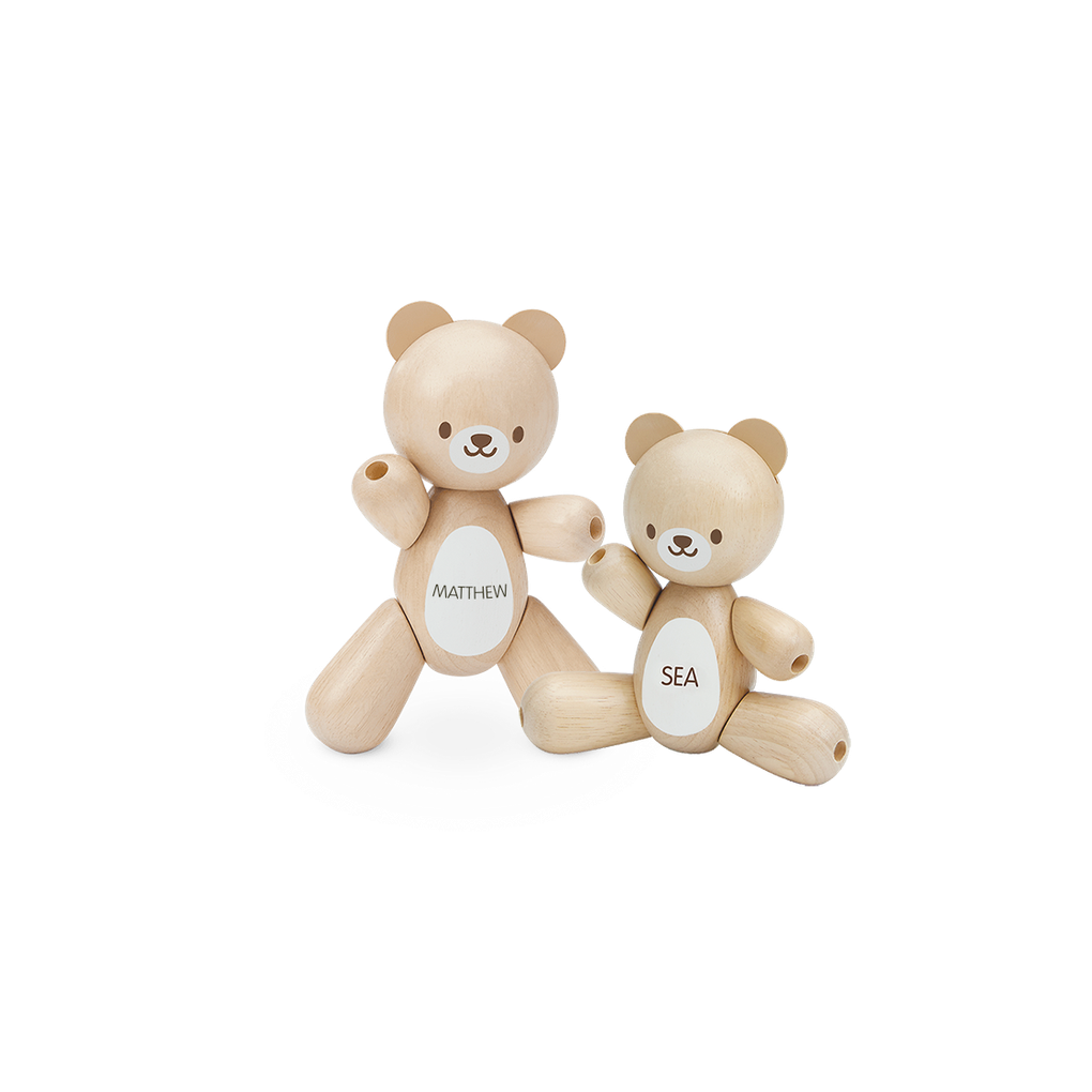 PlanToys Happy Valentine's Day Couple wooden bears น้องหมีสื่อรัก หมีวาเลนไทน์ ชุดหมีคู่