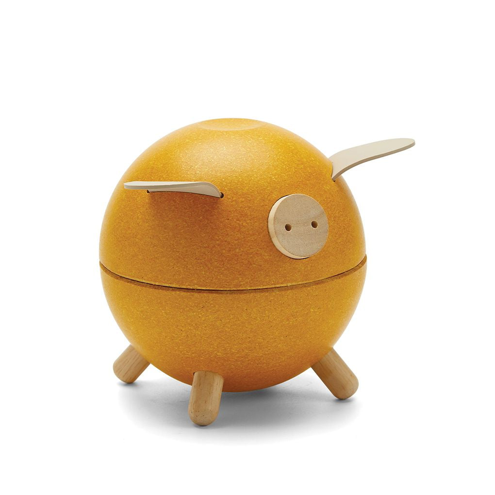 PlanToys yellow Piggy Bank wooden material ของใช้ไม้แปลนทอยส์ หมูออมสิน สำหรับอายุ 3 ปีขึ้นไป