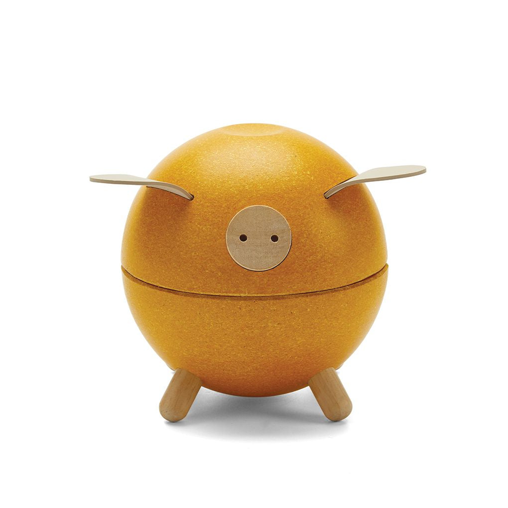 PlanToys yellow Piggy Bank wooden material ของใช้ไม้แปลนทอยส์ หมูออมสิน สำหรับอายุ 3 ปีขึ้นไป