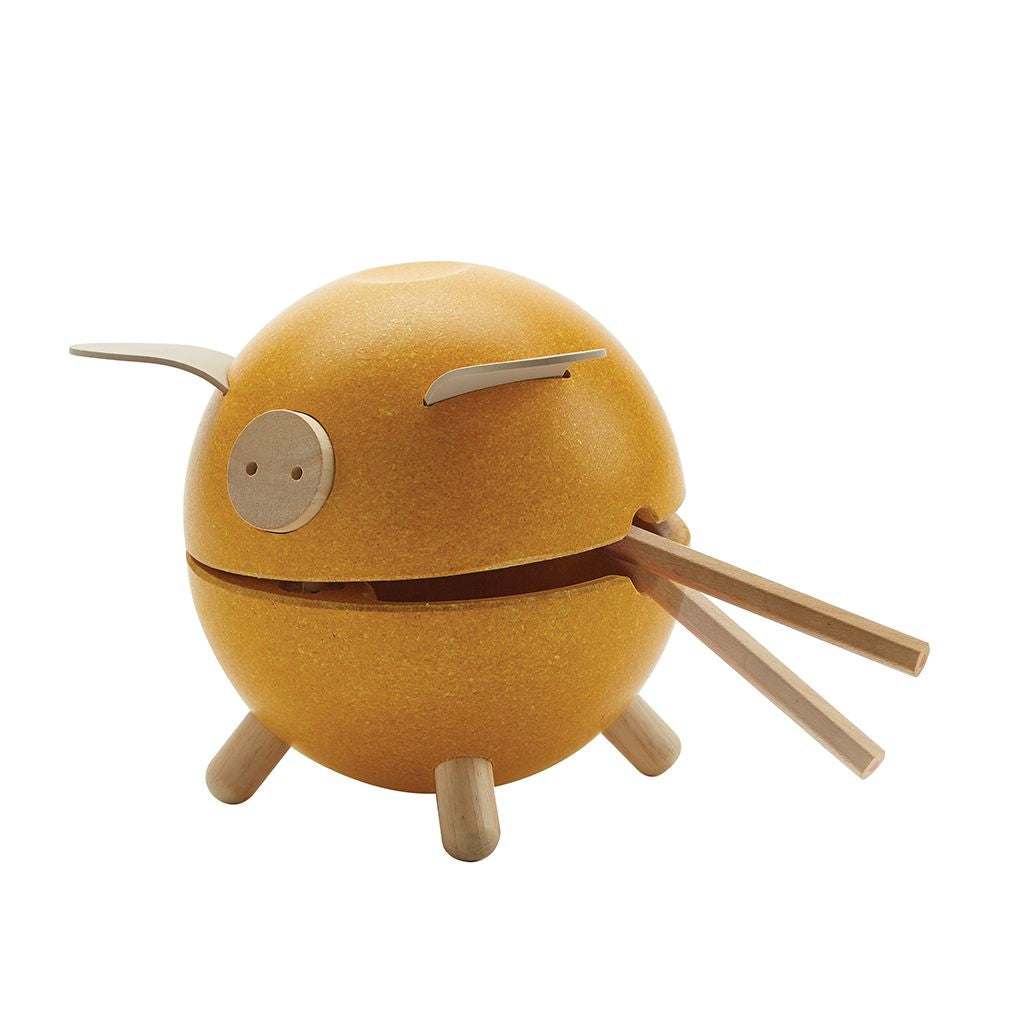 PlanToys yellow Piggy Bank wooden material ของใช้ไม้แปลนทอยส์ หมูออมสิน สำหรับอายุ 3 ปีขึ้นไป