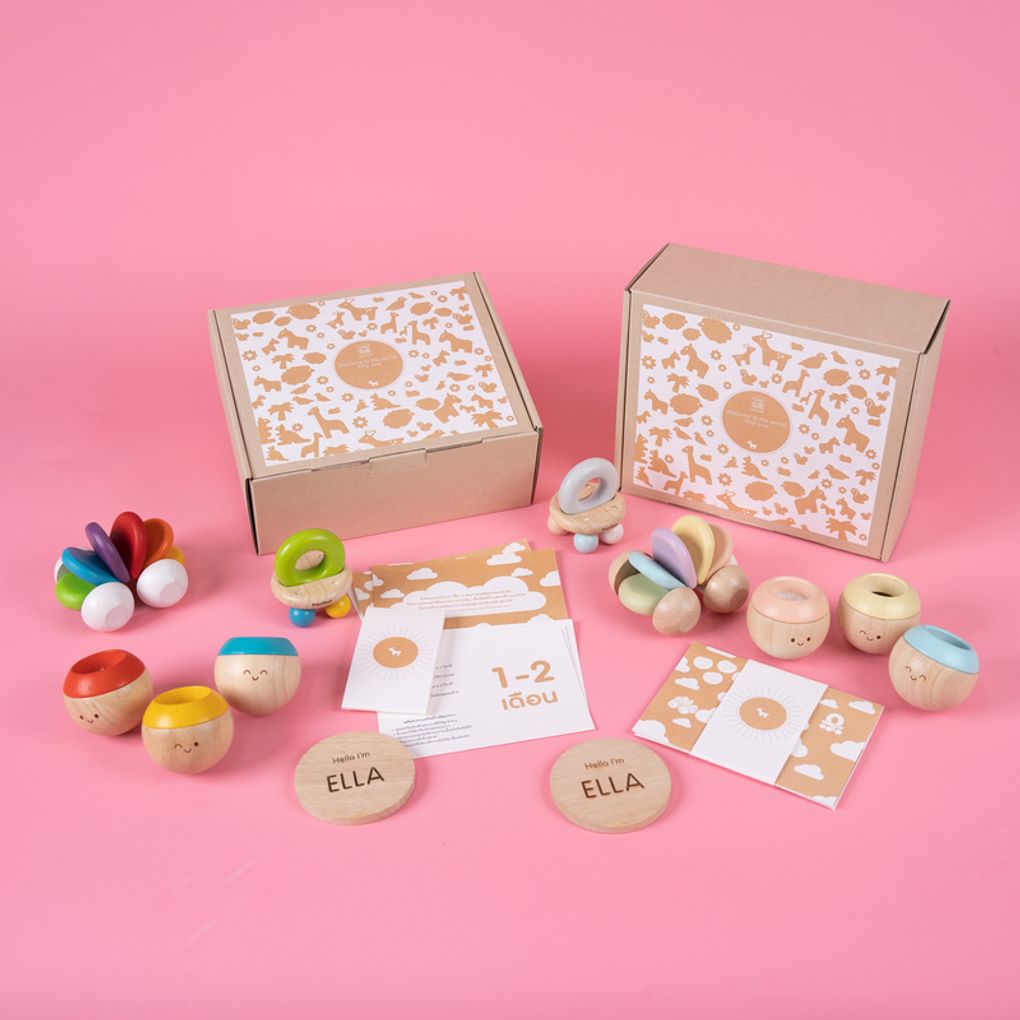 PlanToys Baby Gift Set - Stimulability sensory set wooden toy ของเล่นไม้แปลนทอยส์ เชตของฝาก ประเภทของเล่นเด็กอ่อน สำหรับอายุ 0-6 เดือน