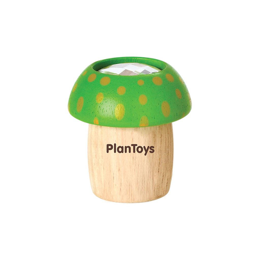 PlanToys green Mushroom Kaleidoscope wooden toy ของเล่นไม้แปลนทอยส์ คาเลโดสโคปเห็ด ของเล่นฝึกทักษะ สำหรับอายุ 18 เดือนขึ้นไป