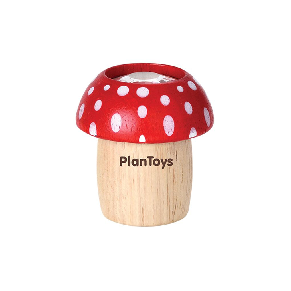 PlanToys red Mushroom Kaleidoscope wooden toy ของเล่นไม้แปลนทอยส์ คาเลโดสโคปเห็ด ของเล่นฝึกทักษะ สำหรับอายุ 18 เดือนขึ้นไป