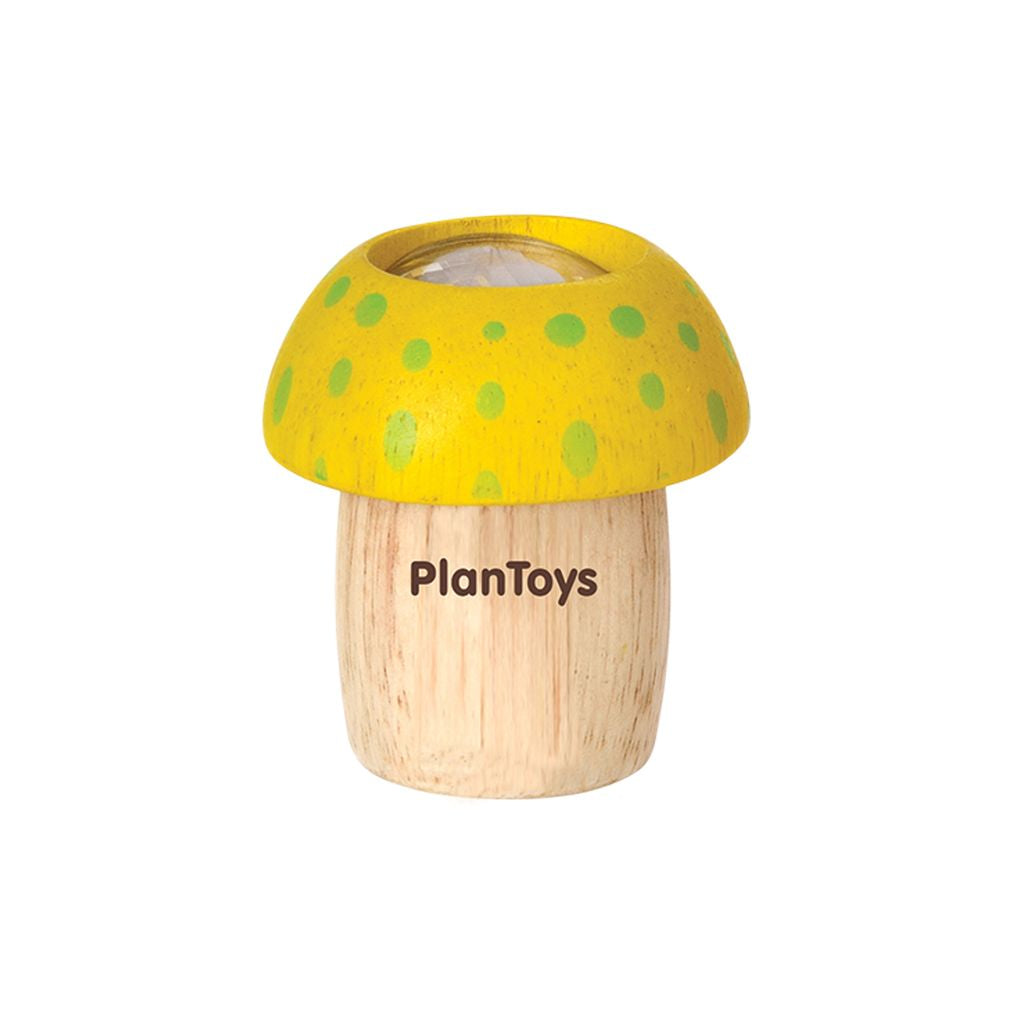 PlanToys yellow Mushroom Kaleidoscope wooden toy ของเล่นไม้แปลนทอยส์ คาเลโดสโคปเห็ด ของเล่นฝึกทักษะ สำหรับอายุ 18 เดือนขึ้นไป